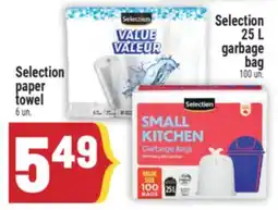 Marché Adonis Selection paper towel 6 un. Selection 25 L garbage bag 100 un offer