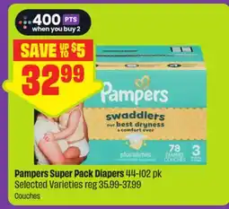 FreshCo Pampers Super Pack Diapers 44-102 pk Selected Varieties - Scene+ offer offer