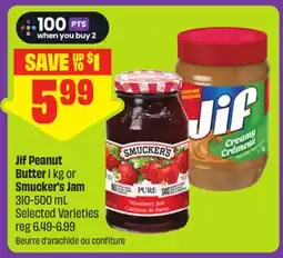 FreshCo Jif Peanut Butter 1 kg or Smucker's Jam 310-500 mL Selected Varieties - Scene+ offer offer