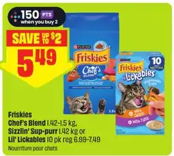 FreshCo Friskies Chef's Blend 1.42-1.5 kg, Sizzlin' Sup-purr 1.42 kg or Lil' Lickables 10 pk - Scene+ offer offer