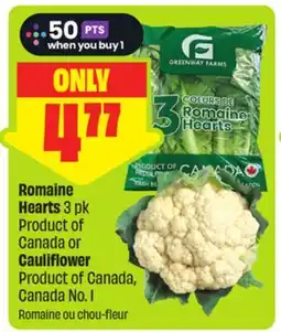 FreshCo Romaine Hearts 3 pk Product of Canada or Cauliflower Product of Canada, Canada No. 1 - Scene+ offer offer
