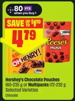 FreshCo Hershey's Chocolate Pouches 160-235 g or Multipacks 172-232 g Selected Varieties - Scene+ offer offer