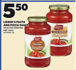 Loblaws LIEBER'S PASTA AND PIZZA SAUCE offer