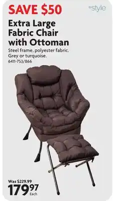 Home Hardware Extra Large Fabric Chair with Ottoman offer