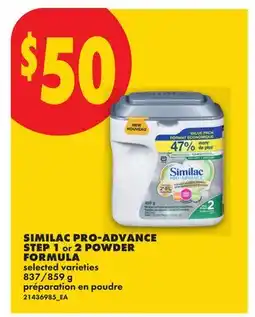 No Frills SIMILAC PRO-ADVANCE STEP 1 OR 2 POWDER FORMULA, 837/859 G offer