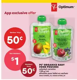 No Frills PC ORGANICS BABY FOOD POUCHES, 128 G/ML offer