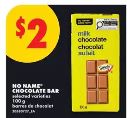 No Frills NO NAME CHOCOLATE BAR offer
