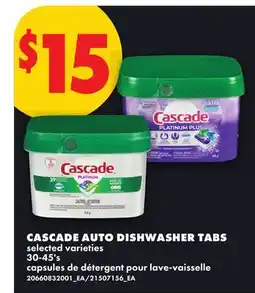 No Frills CASCADE AUTO DISHWASHER TABS, 30-45'S offer