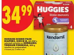 No Frills HUGGIES ECONO PACK DIAPERS, SIZE N-8, 60-208's, selected varieties or KENDAMIL TODDLER FORMULA offer