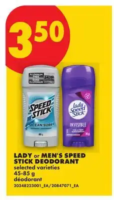 No Frills LADY OR MEN'S SPEED STICK DEODORANT offer