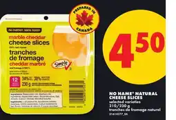 No Frills NO NAME NATURAL CHEESE SLICES, 210/230 g offer