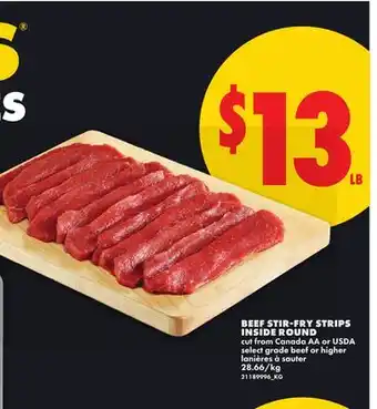 No Frills BEEF STIR-FRY STRIPS INSIDE ROUND offer