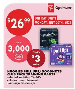 No Frills HUGGIES PULL UPS/GOODNITES CLUB PACK TRAINING PANTS, 24-74's offer