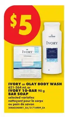 No Frills IVORY or OLAY BODY WASH 621-3664 ML or IVORY 10-BAR 90 g BAR SOAP offer