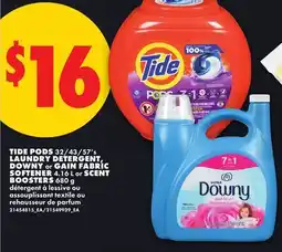 No Frills TIDE PODS, 32/43/57'S LAUNDRY DETERGENT DOWNY, GAIN FABRIC SCENT BOOSTERS offer