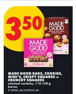 No Frills MADE GOOD BARS, COOKIES, MINI'S, CRISPY SQUARES OR CRUNCHY SQUARES offer