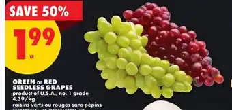 No Frills GREEN OR RED SEEDLESS GRAPES offer