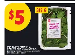 No Frills PC BABY SPINACH or SPRING MIX offer