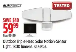 Canadian Tire Sunforce Outdoor Triple-Head Solar Motion-Sensor Light offer