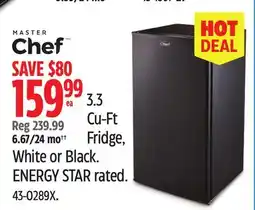Canadian Tire MASTER Chef 3.3 Cu Ft Fridge offer