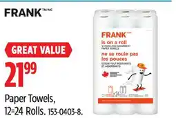 Canadian Tire FRANK Paper Towels offer