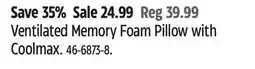 Canadian Tire For Living Ventilated Memory Foam Pillow offer