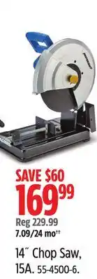 Canadian Tire Mastercraft 14 Chop Saw, 15A offer
