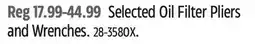 Canadian Tire Motomaster Selected Oil Filter Pliers and Wrenches offer