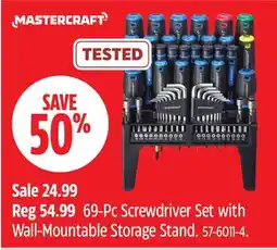 Canadian Tire MASTERCRAFT 69-Pc Screwdriver Set with Wall-Mountable Storage Stand offer