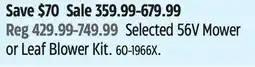 Canadian Tire Selected EGO 56V Mower or Leaf Blower Kit offer