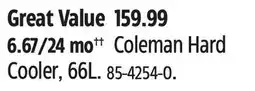 Canadian Tire Coleman Hard Cooler, 66L offer