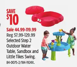 Canadian Tire Selected Step 2 Outdoor Water Table, Sandbox and Little Tikes Swing offer