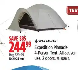 Canadian Tire WOODS Expedition Pinnacle 4-Person Tent offer
