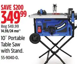 Canadian Tire Mastercraft 10 Portable Table Saw with Stand offer