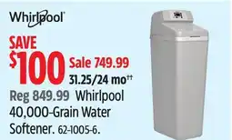 Canadian Tire Whirlpool 40,000-Grain Water Softener offer