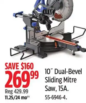 Canadian Tire Mastercraft 10˝ Dual-Bevel Sliding Mitre Saw, 15A offer