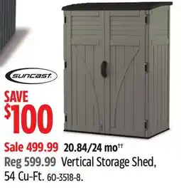 Canadian Tire Suncast Vertical Storage Shed, 54 Cu-Ft offer