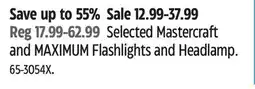 Canadian Tire Selected Mastercraft and MAXIMUM Flashlights and Headlamp offer