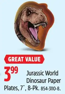 Canadian Tire Jurassic World Dinosaur Paper Plates offer