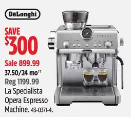 Canadian Tire DeLonghi La Specialista Opera Espresso Machine offer
