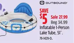 Canadian Tire OUTBOUND Inflatable 1-Person Lake Tube, 51˝ offer