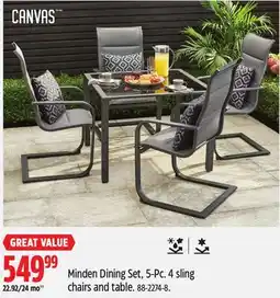 Canadian Tire CANVAS Minden Dining Set, 5-Pc. 4 sling chairs and table offer