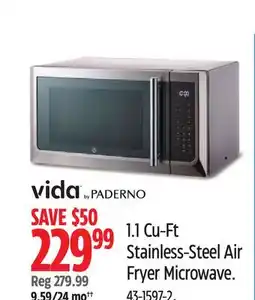Canadian Tire vida by PADERNO 1.1 Cu-Ft Stainless-Steel Air Fryer Microwave offer