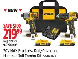 Canadian Tire DEWALT 20V MAX Brushless Drill.Driver and Hammer Drill Combo Kit offer