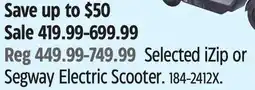 Canadian Tire Selected iZip or Segway Electric Scooter offer