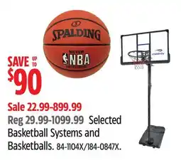 Canadian Tire Spalding Selected Basketball Systems and Baskets offer