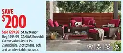 Canadian Tire CANVAS Rosedale Conversation Set, 6-Pc. 2 armchairs, 2 ottomans, sofa and a coffee table offer