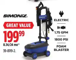 Canadian Tire SIMONIZ Pressure Washer offer