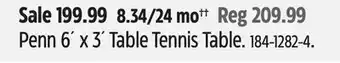 Canadian Tire Penn 6' x 3' Table Tennis Table offer