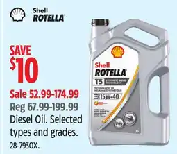 Canadian Tire Shell ROTELLA Diesel Oil offer